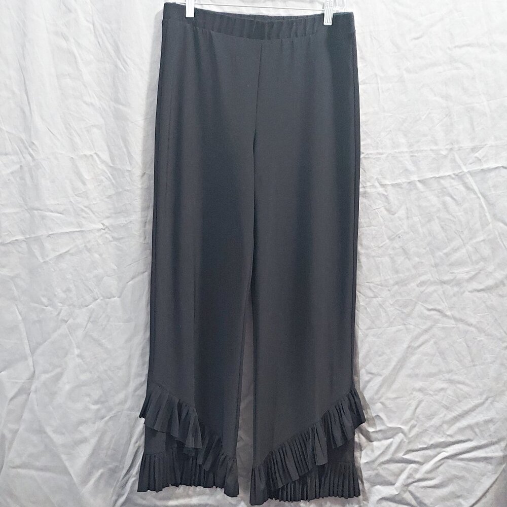Soft Surroundings Black Ruffle Hem Pull On Pants M Festive